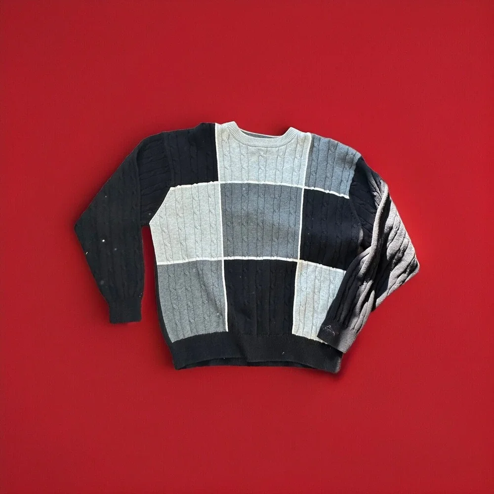 Vintage 90's Greg Norman Black & Silver Sweater Men's Large Excellent Condition - Picture 4 of 12